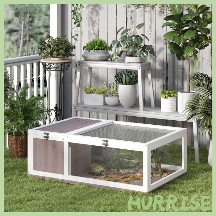 Meilleurs prix pour Cocosity Maison Enclos Cage Habitat Pour Petit Animal Tortues Avec 2 Espaces 91 X 605 X 32 Cm Bois Massif Marron Clair