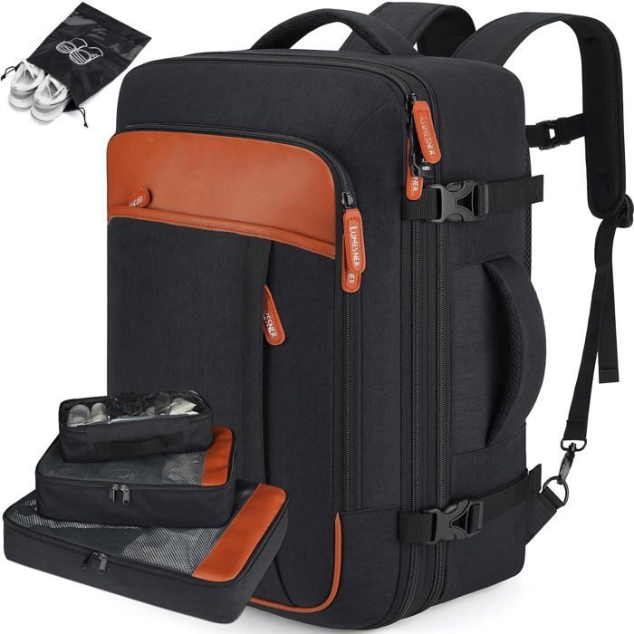 Sac à Dos Durable 42L Sac à dos Multi-Function Cartable Epaule Militaire Bandoulière Voyage Rétro Tissu Oxford - Noir