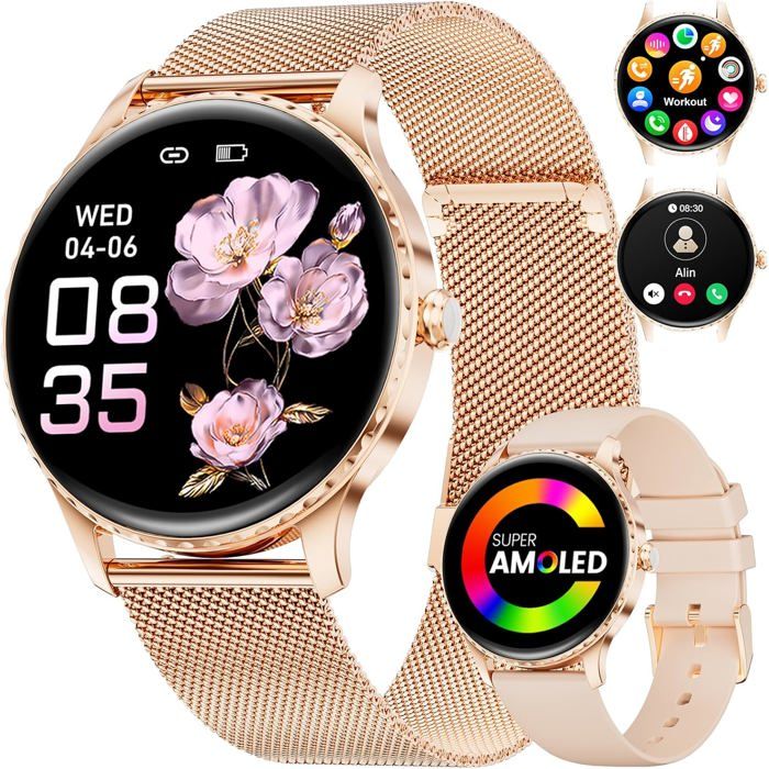 Montre connectée femme BENYAR SMAR 132 AMOLED - Appels Bluetooth Étanche IP68