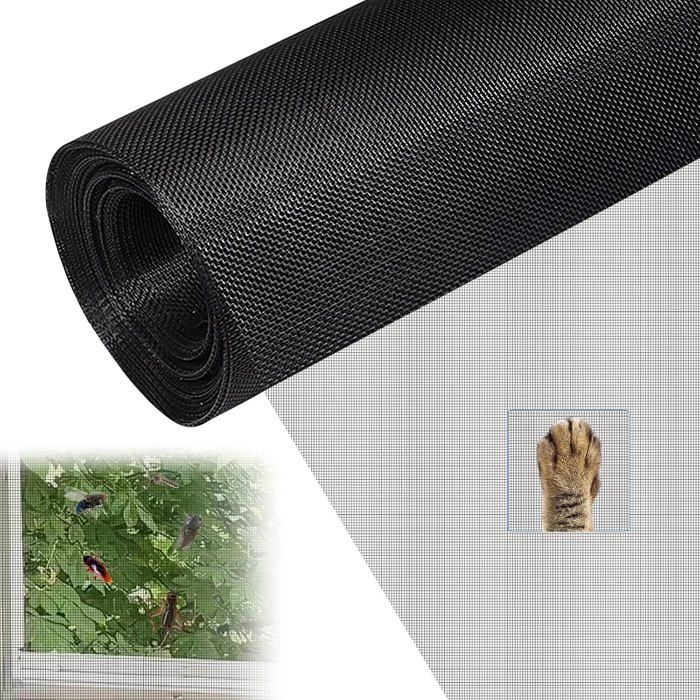 Moustiquaire Fenetre 120 x 250 cm Grillage Fine Maille en Fibre de Verre Moustiquaire Fenetre Enroulable Résistant Aux UV (Noir)