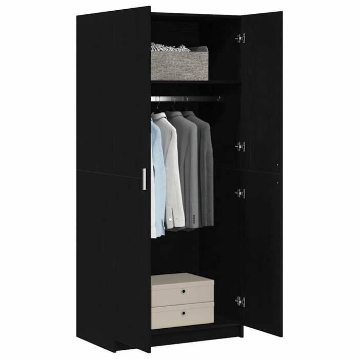 Noir Penderie de Rangement - SWEETY Garde-robe - charge 3 kg par compartiment - Chêne noir 80x505x180cm Bois dingénierie CL577902