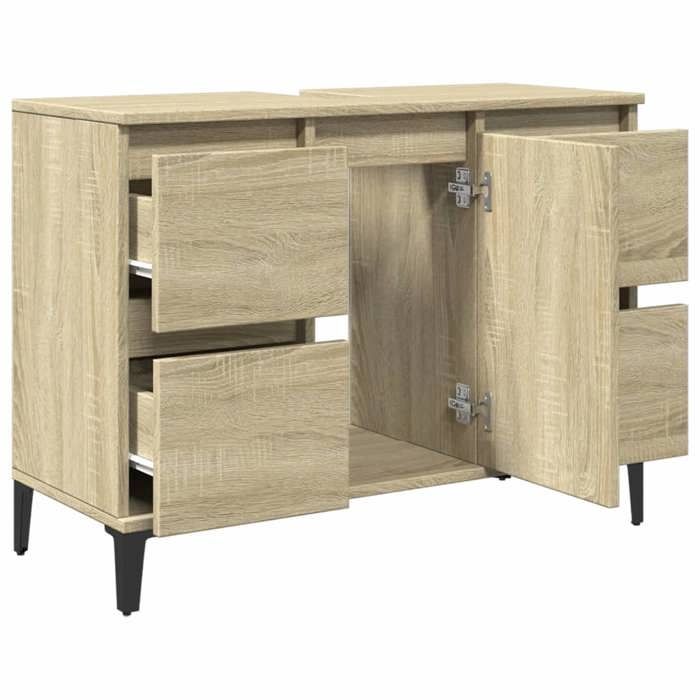 Elégant Armoire de salle de bain Brun - Meuble dévier chêne sonoma 80x33x60cm - bois dingénierie PRO1172840678871