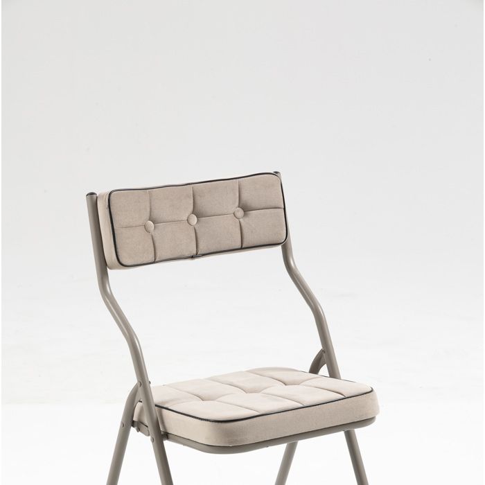 Chaise pliante – Lot de 2 – chaise de salle à manger rembourrée – beige
