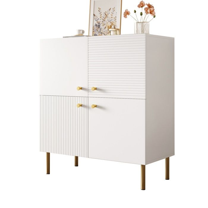 Buffet moderne blanc en MDF Poignées alliage zinc & pieds acier Rangement design pour salon chambre entrée Buffet moderne blanc en MDF Poignées alliage zinc & pieds acier Rangement design pour salon chambre entrée
