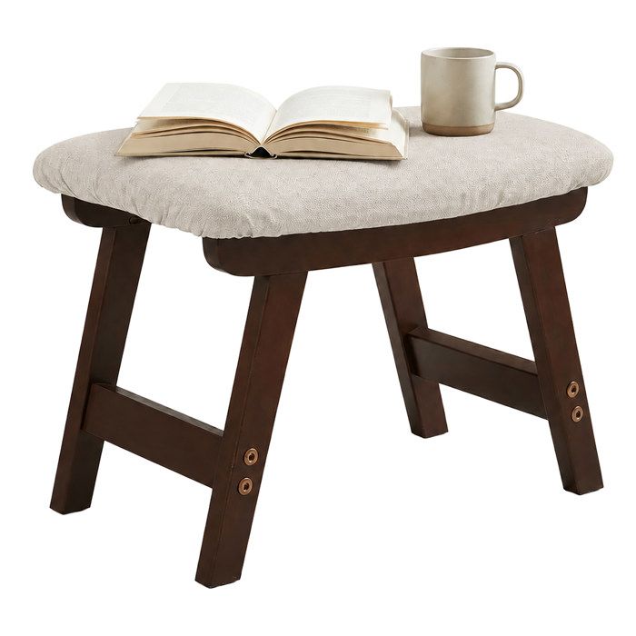 Relaxdays Repose-pieds en bois rembourré 29 x 40 x 25 cm beige/marron tabouret dappoint pour couloir et salon