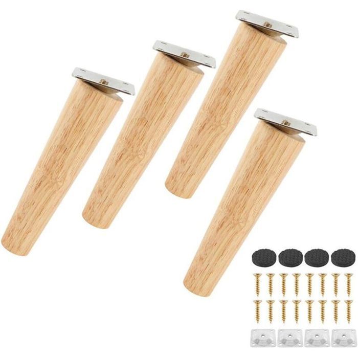 4pcs Pieds de canapé en bois massif - Capacité de charge 100kg par pied Avec tapis antidérapant - Canapé armoire lit