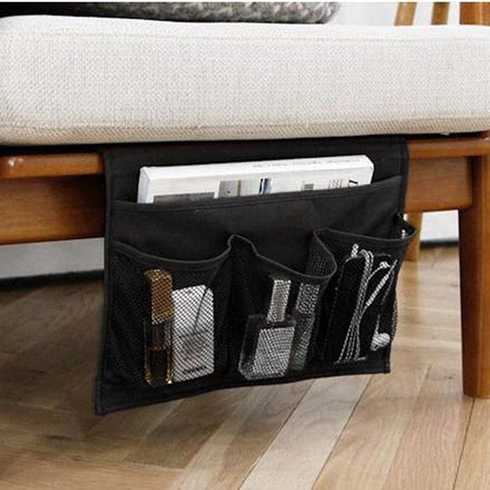 Organiseur de chevet - 4 Poches - Pour lit ou canapé - Sac de rangement à suspendre - Étui support pour livre téléph