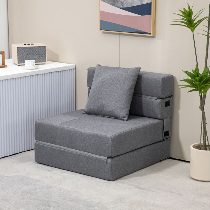 Fauteuil convertible pliant en lit dappoint 2 en 1 charge max. 100 kg gris foncé