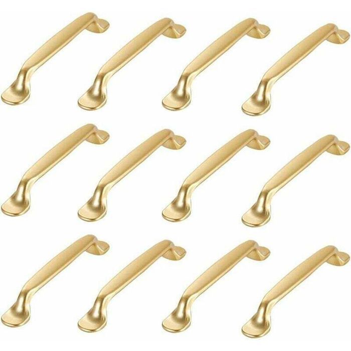 12pcs Poignées de meuble dorées - Alliage daluminium 24 vis assorties incluses - Cuisine armoires et tiroirs - Doré 12pcs Poignées de meuble dorées - Alliage daluminium 24 vis assorties incluses - Cuisine armoires et tiroirs - Doré