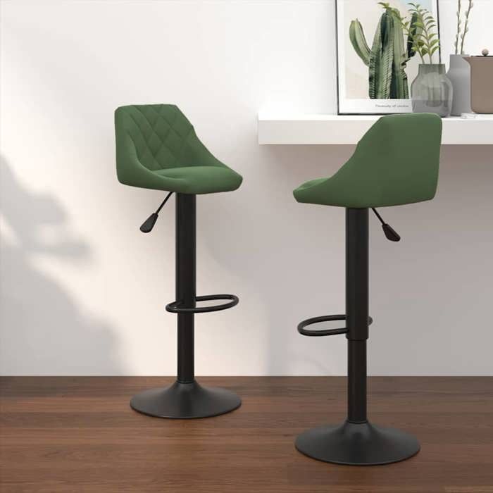 Moderne Tabourets de bar lot de 2 vert foncé velours - charge max : 110 kg/place @3402