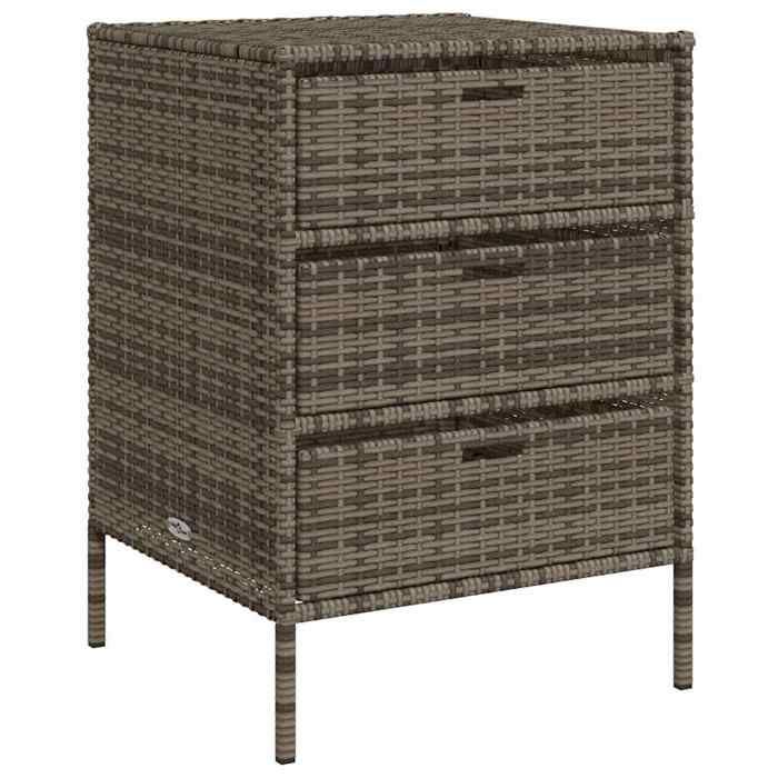 Meuble de balcon - HAOSHOP - Armoire de rangement de jardin et 3 tiroirs gris résine tressée&01_58827