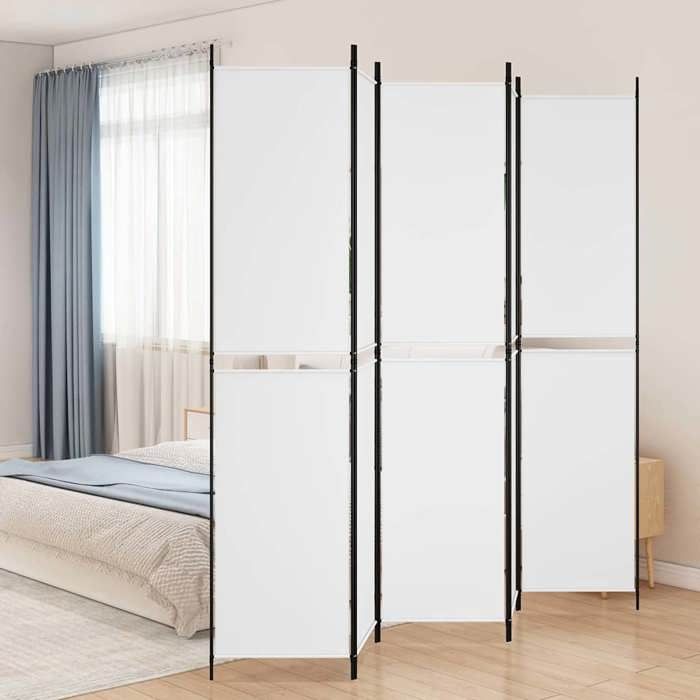 Blanc Cloison de séparation 5 panneaux Blanc 250x220 cm Tissu - Meuble Paravent @135589