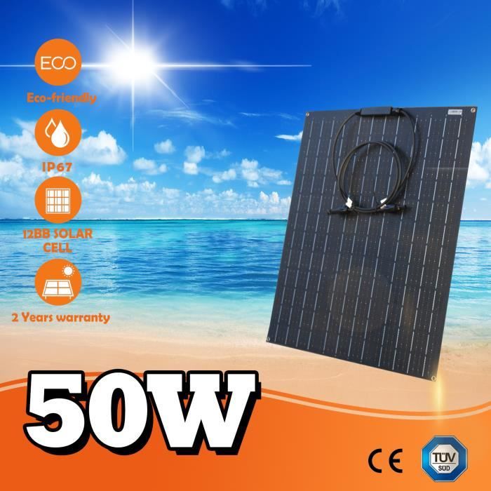 Panneau solaire monocristallin 50W 12V à 99,00€ | Panneaux solaires