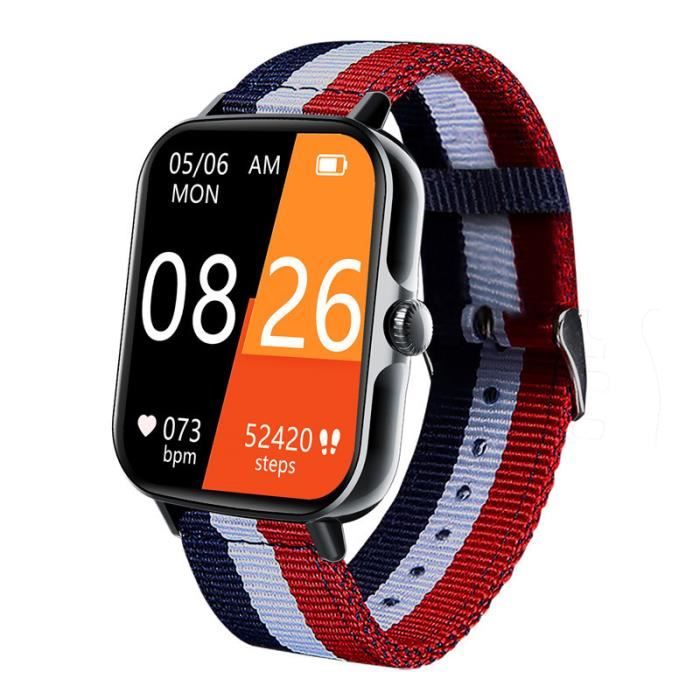 Montre Connectée Sport Homme Femme – Écran 40 Mm, Bracelet Silicone Noir, Compatible Android/iOS
