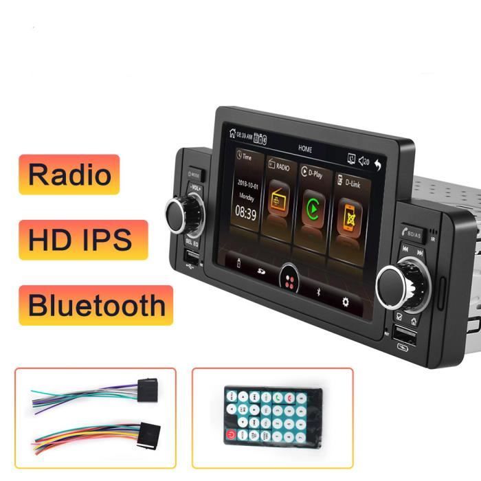 1 Din Autoradio Bluetooth Mp5 Player 5,1 pouces Autoradio Stéréo IPS écran  tactile avec sans fil Carpl