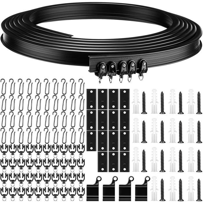 Rail De Rideau Incurvé 8m Noir - Flexible Et Pliable Pour Baie Vitrée, Lit Superposé Ou Séparateur De Pièce | DIY Facile