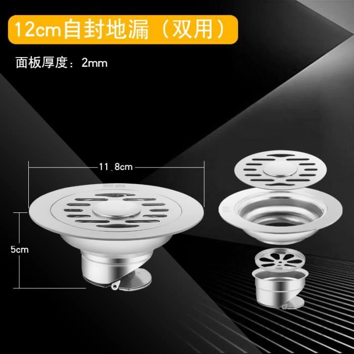 Drain De Plancher Carré Acier Inoxydable Anti-Odeur Salle De Bains Porte De Vidage Drainer De Douche Protecteur De Tamis De Drain Grand Calibre Pour Salle De Bain WC Balcon(# 3