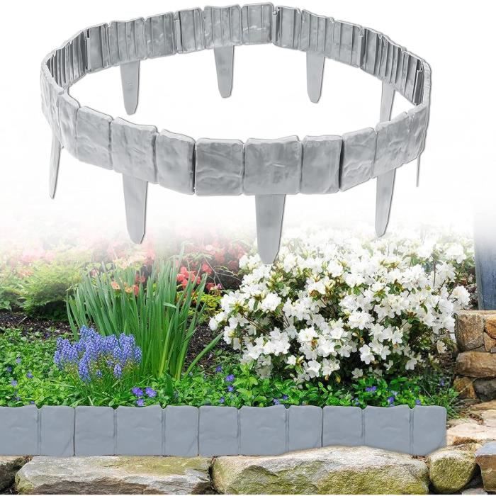 Bordures De Pelouse En Plastique Imitation Pierre - Lot De 20 éléments (25x23 Cm), Forme En T, Pour Jardin Et Allées