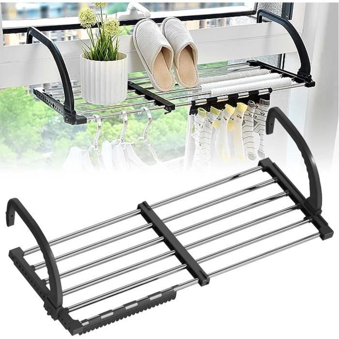 Étendoir Mural Ventouse FOGOIN EspaceCloth – Extensible 126 Cm, Sans Perçage, Pour Balcon/buanderie