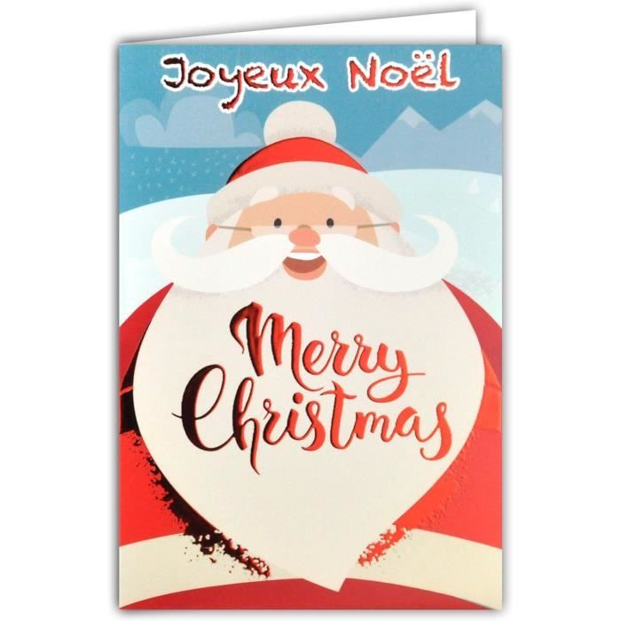 Carte Joyeux Noël Merry Christmas Tête Père Noël Petit Papa Noël