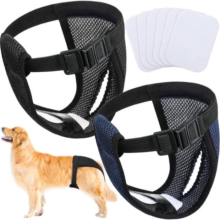 Couches pour Chien - Pantalon Lavable - 2 Paquets - 6 Serviettes Hygiéniques - Taille XL