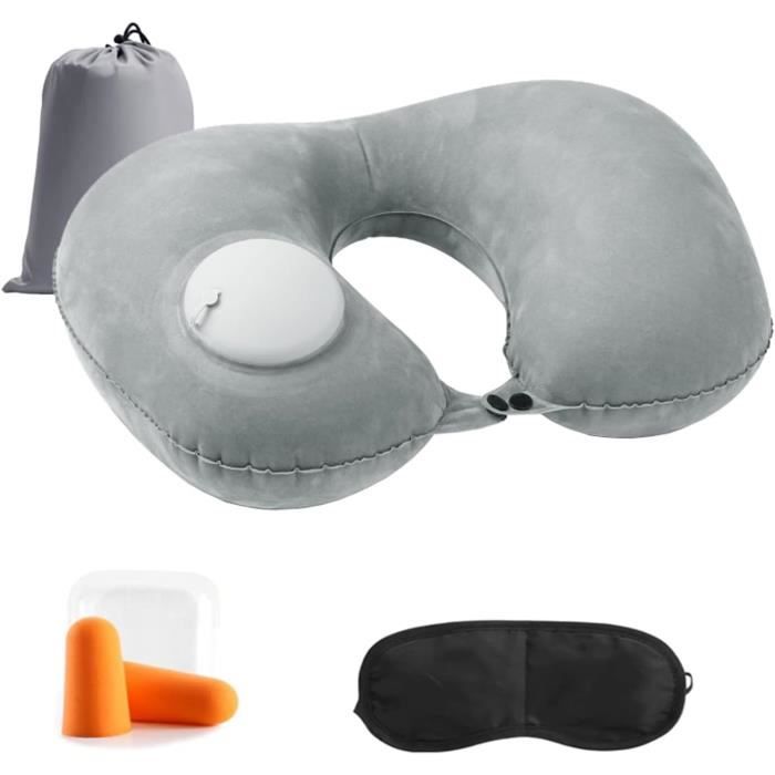 Oreiller De Voyage Gonflable U-shape - Pour Avion, Voiture, Camping - Léger, Compact, Valve Rapide - Vert