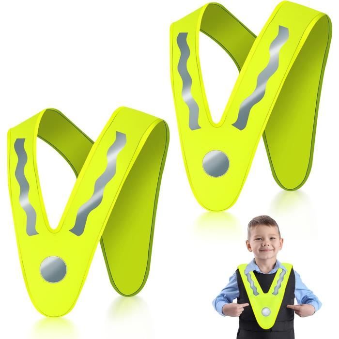 2pcs Gilet Haute Visibilité Enfant Fluo - Sécurité Marche Vélo - Filles Garçons