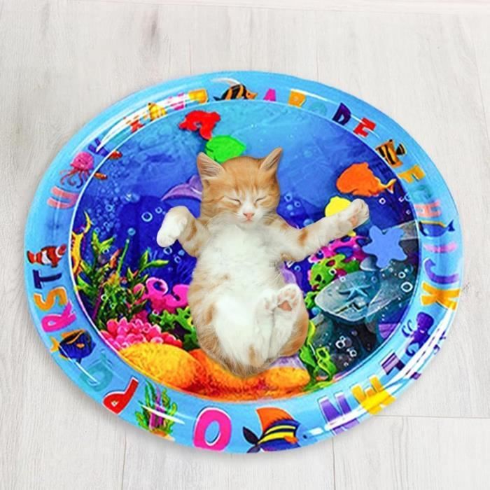 Tapis d'eau pour Chat Tapis Jeu Sensoriel Eau Épaissi pour Chats Tapis De Jeu Pliable Jouets Interactifs pour Chats Tapis D'été