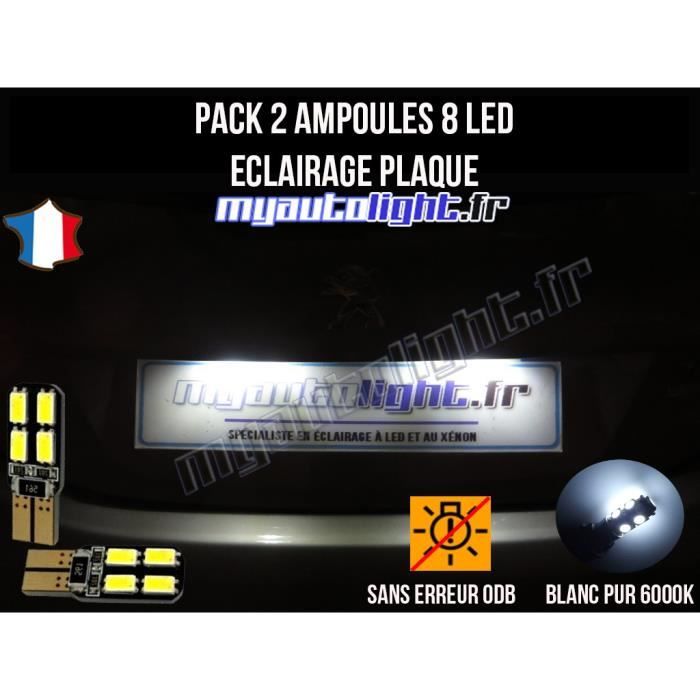 Pack ampoules led éclairage plaque pour peugeot 208