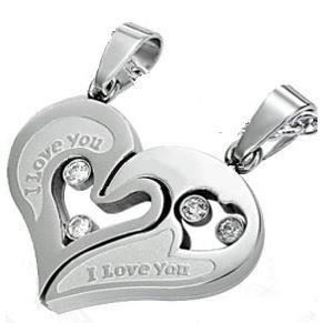 Lot De 2 Pendentifs Coeur Et 2 Chaînes Pour Couple - Acier Inoxydable Et Plaqué Or - Unisexe