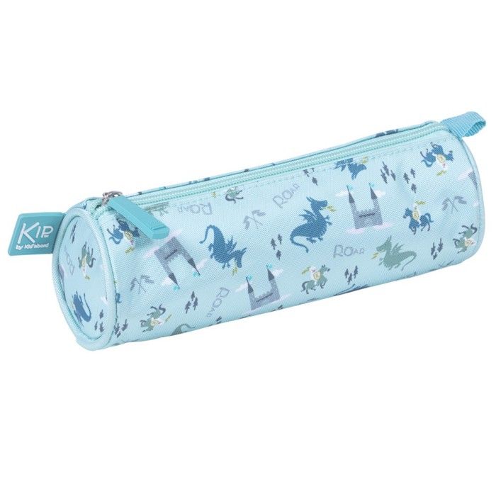Trousse à Crayons Cylindrique Motif Dragon De Feu - 20 X 7,5 Cm, Polyester, Fermeture éclair, Pour école Ou Bureau