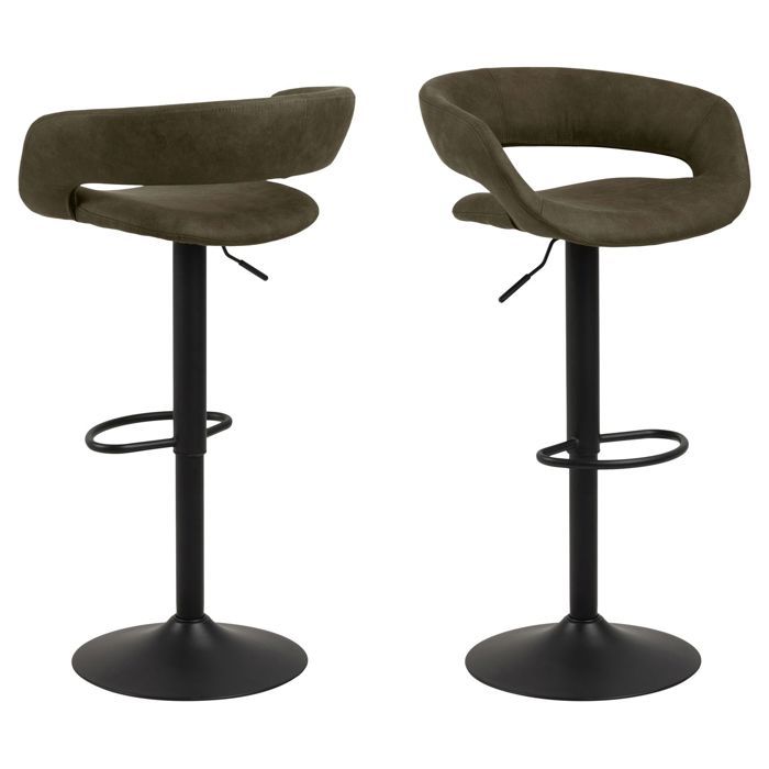 Toilinux - Lot de 2 Tabourets de bar en tissu et métal- Vert Toilinux - Lot de 2 Tabourets de bar en tissu et métal- Vert