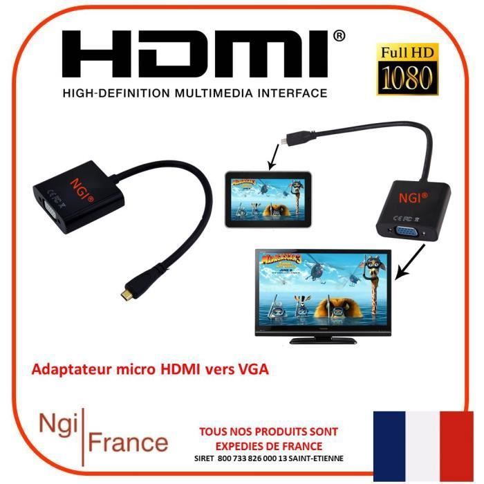 Adaptateur convertisseur vidéo 1080P HDMI femelle vers VGA femelle avec audio 3,5 mm Ca D3F2