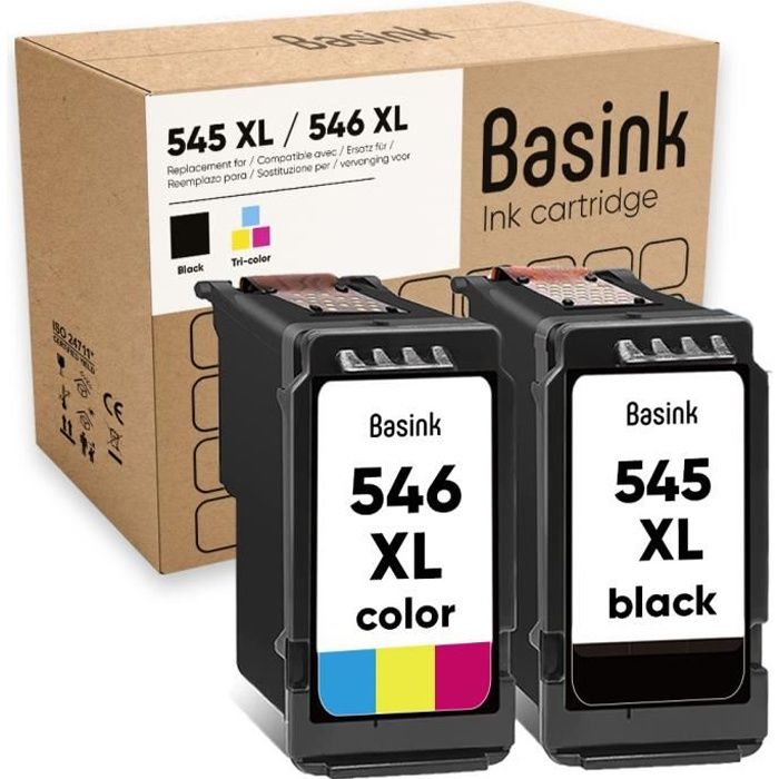 Basink Cartouche d'encre Compatible avec Canon PG-545 CL-546XL Pack 2 pour  TS3150-3151-3350 MX495-490 MG2450-2455-2550 TR4550 MG2550 - Cdiscount  Informatique
