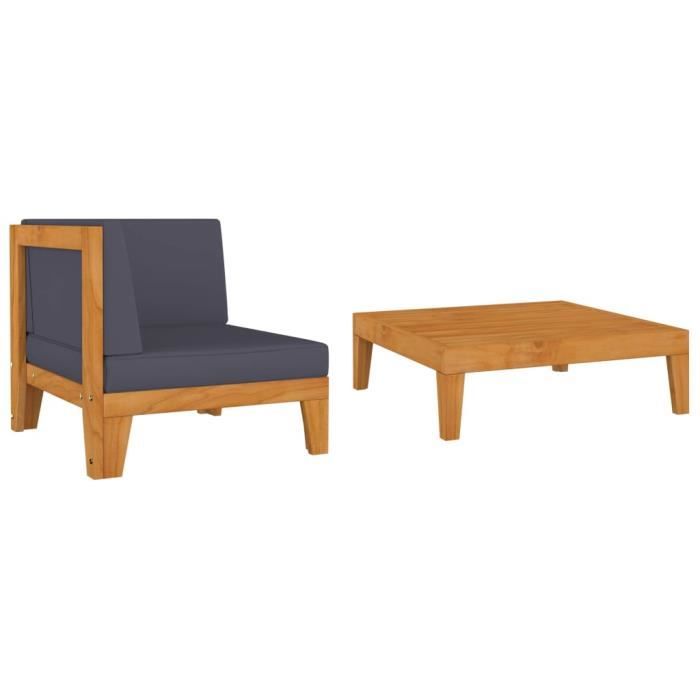 SOLDE•3786 Salon de jardin 2 pcs Meuble de jardin avec coussins Bois dacacia solide