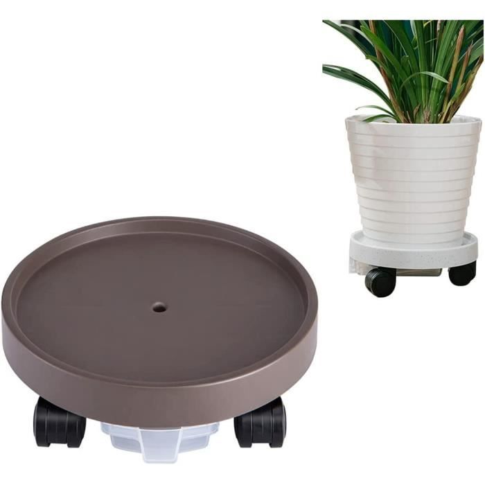 Support à Plantes Avec Roues 33.5cm Gris - Porte Pot Mobile Pour Intérieur/Extérieur