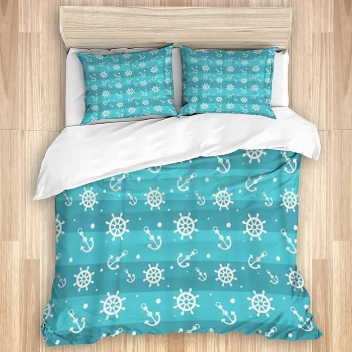 Housse de couette-Ancre de mer et Casque Aigue-Marine plongée Profonde