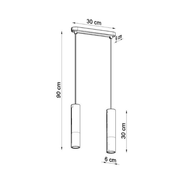 Suspension 2 Lampes Bois pour Ampoule GU10 - SILUMEN - Noir