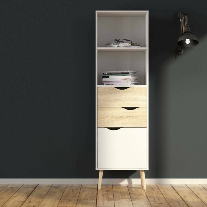 Dmora - Bibliothèque Sandrine 50x39h171 cm Blanc Chêne Panneau effet bois Dmora - Bibliothèque Sandrine 50x39h171 cm Blanc Chêne Panneau effet bois