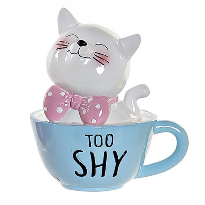 Tirelire Chat Dans La Tasse Tirelire En Resine Pour Les Enfants Les Tirelires Les Enfants D Origine La Figure De Chat Bleu Clair Cdiscount Maison