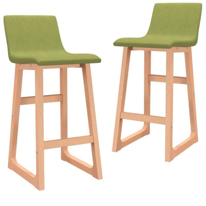 market® lot de 2 tabourets de bar mode fauteuil de bar - tabouret de bureau - vert tissu 74706