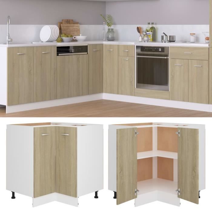 Armoire de cuisine - Chêne sonoma - 755x755x805 cm - Aggloméré - Montage facile - 2 étagères