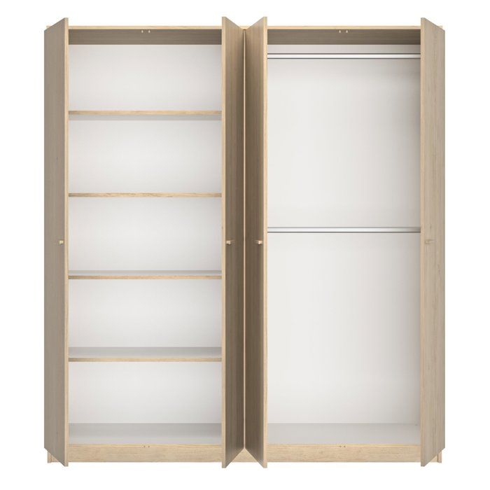 Armoire 4 portes L181 cm - 181 cm X 60 cm X 200 cm - TULLE Chêne