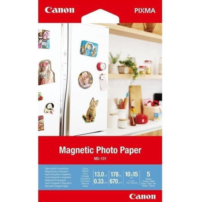 Papier Photo Magnétique - CANON - MG-101 - 10x15cm - 670gr - 5 feuilles
