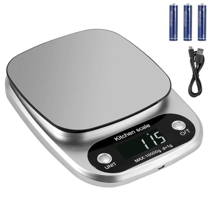 Balance De Cuisine Numérique Nutri Fit - Rechargeable USB-C - 5kg Précision 1g - Verre Trempé