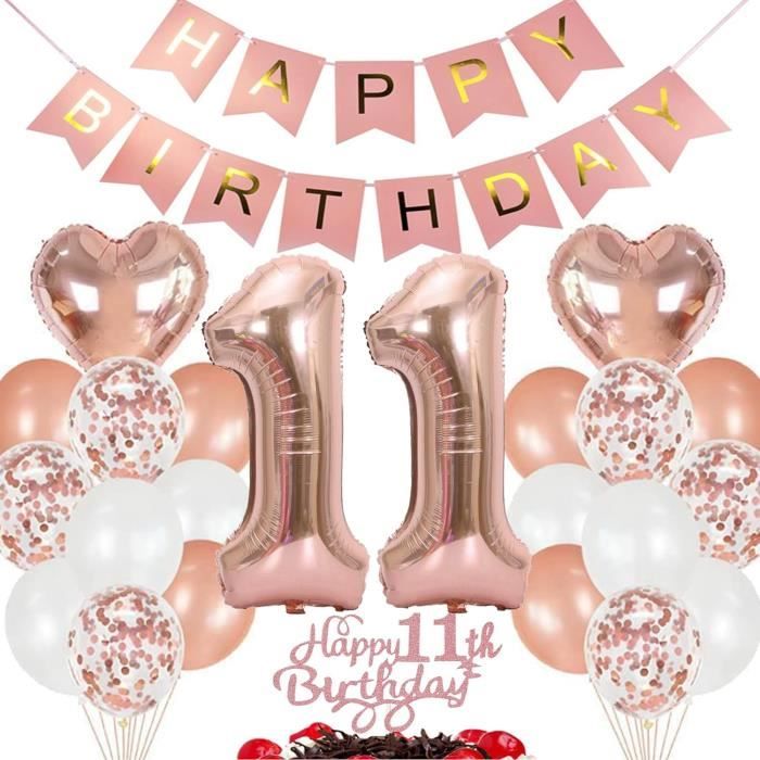 Kit De Décoration Pour Fête D'anniversaire 11 Ans Pour Fille