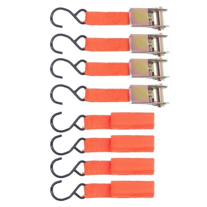 Kit Attaches VULCAN - 4 Sangleries à Cliquet + 4 Crochets à Clapet - Pour Arrimage Solide