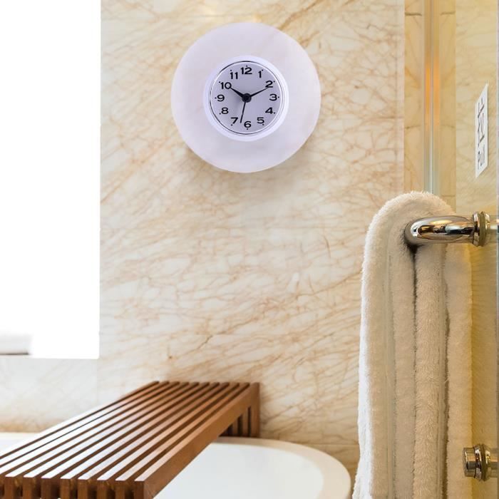 Horloge Murale Étanche Pour Salle De Bain - Ventouse Forte, Pile AAA - Vert, Bleu Ou Orange - 7x4 Cm