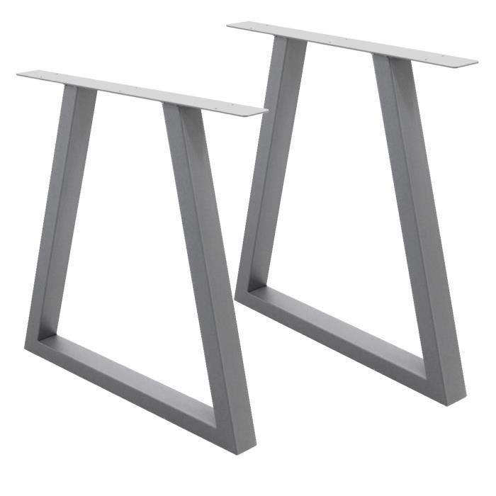 ecd germany set 2 pieds de table - 60 x 72 cm - forme trapézoïdal  - gris - acier thermolaqué - pied de meuble banc