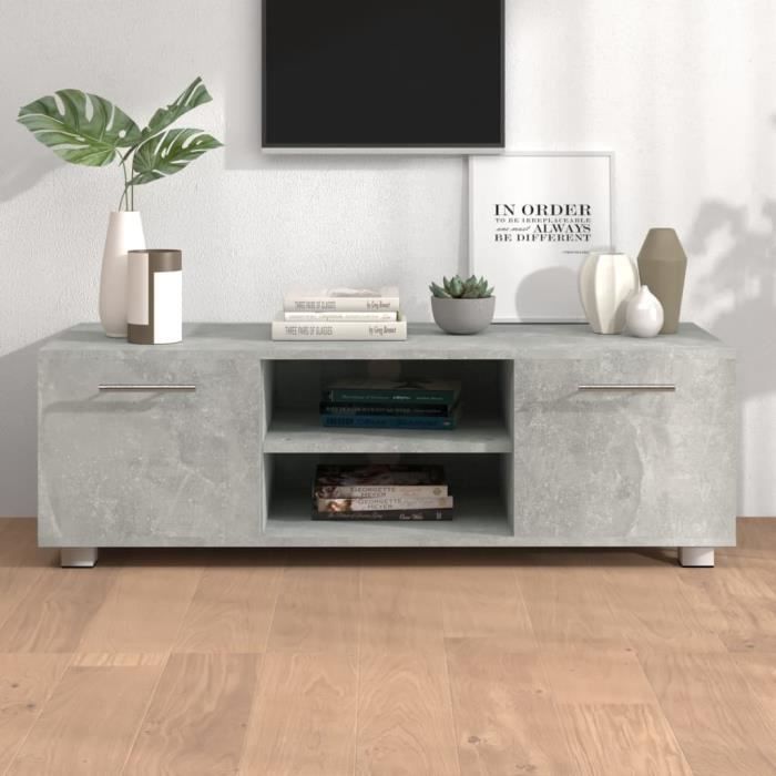 famirosa meuble tv gris béton 110x40x35 cm bois d'ingénierie-624